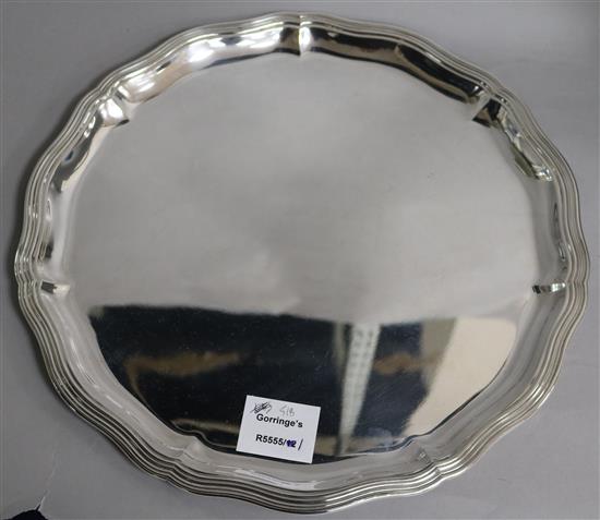 A German 835 standard white metal presentation salver, 23 oz.